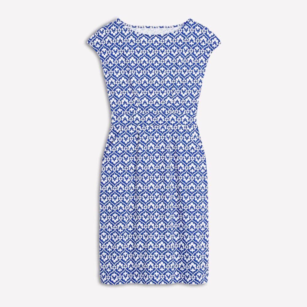 Boden Florrie Jersey Dress in Gallery Blue/Ivy Trellis, size 16-18R - Picture 9 of 9